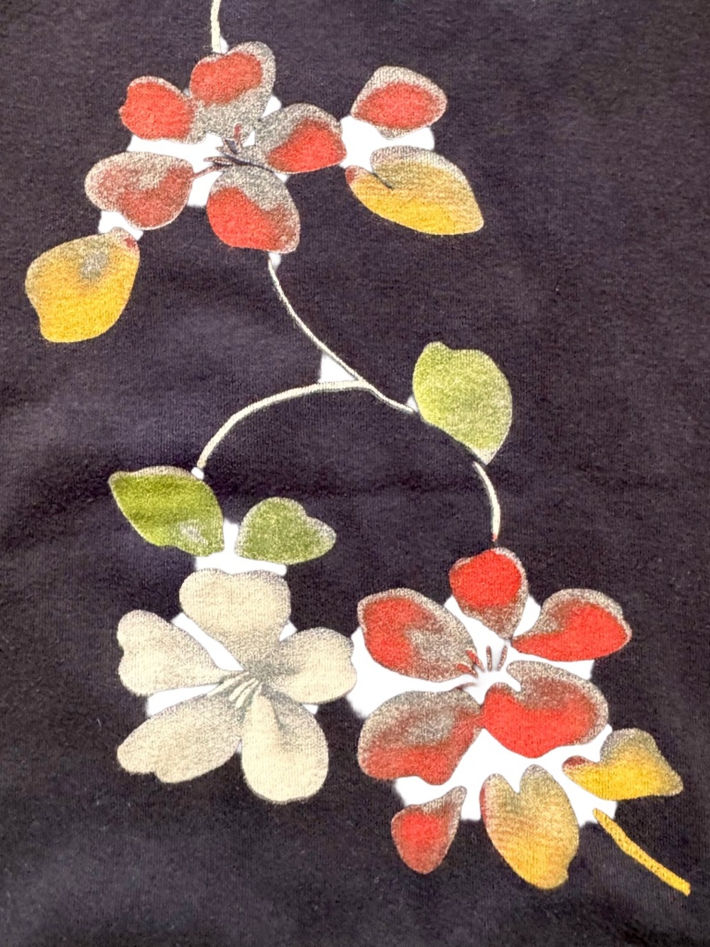 Vintage Lucky Brand Peace & Love Floral Plum Blossom Black Tank Lace Trim Size L - Picture 4 of 6